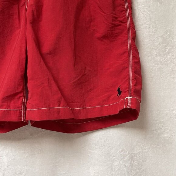 Vintage Polo Ralph Lauren Swim Trunks Mens Large Red Drawstring Nylon Beach - Picture 3 of 9